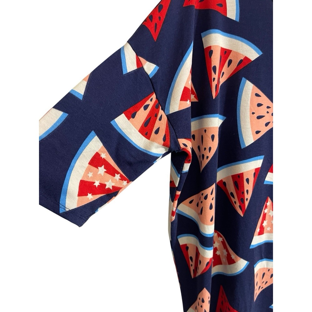 LuLaRoe Medium Women Long Tunic Top Watermelon Print Picnic Summer - Picture 5 of 8